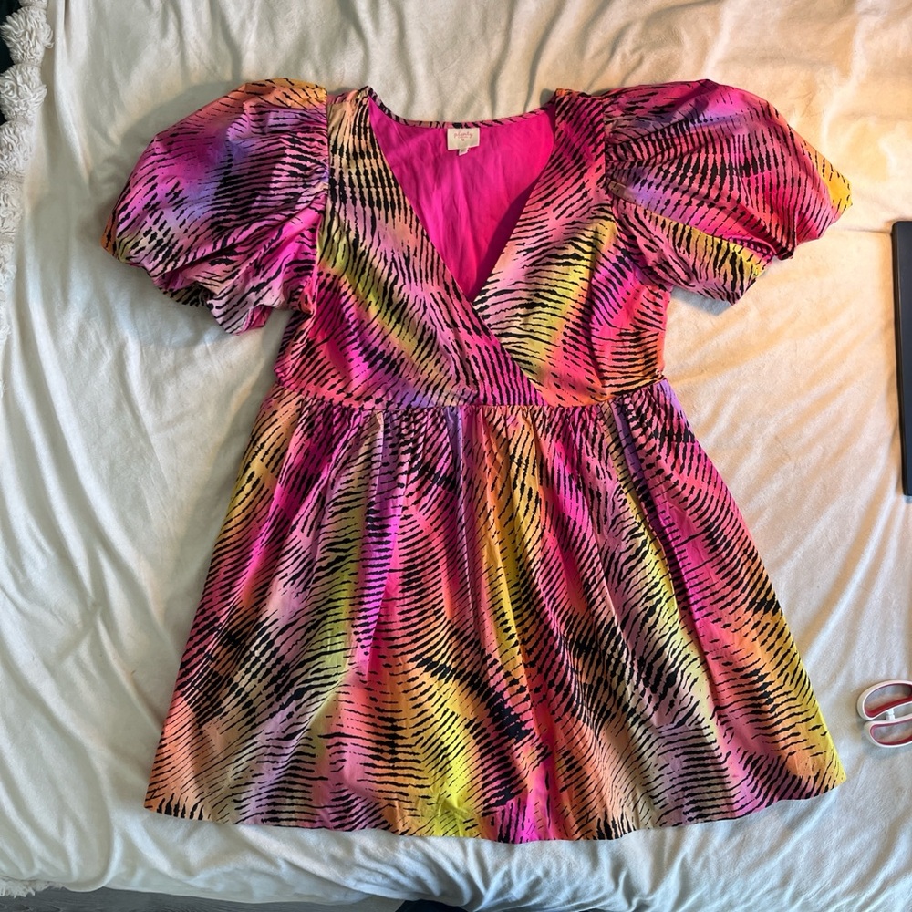 Plenty by Tracy Reese Pink and Yellow Mini Dress